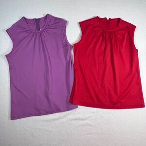 Lot of 2 Vicki Wayne's Shirt Wns Tank Top Sleeveless Size 12 Back Zip Purple Red